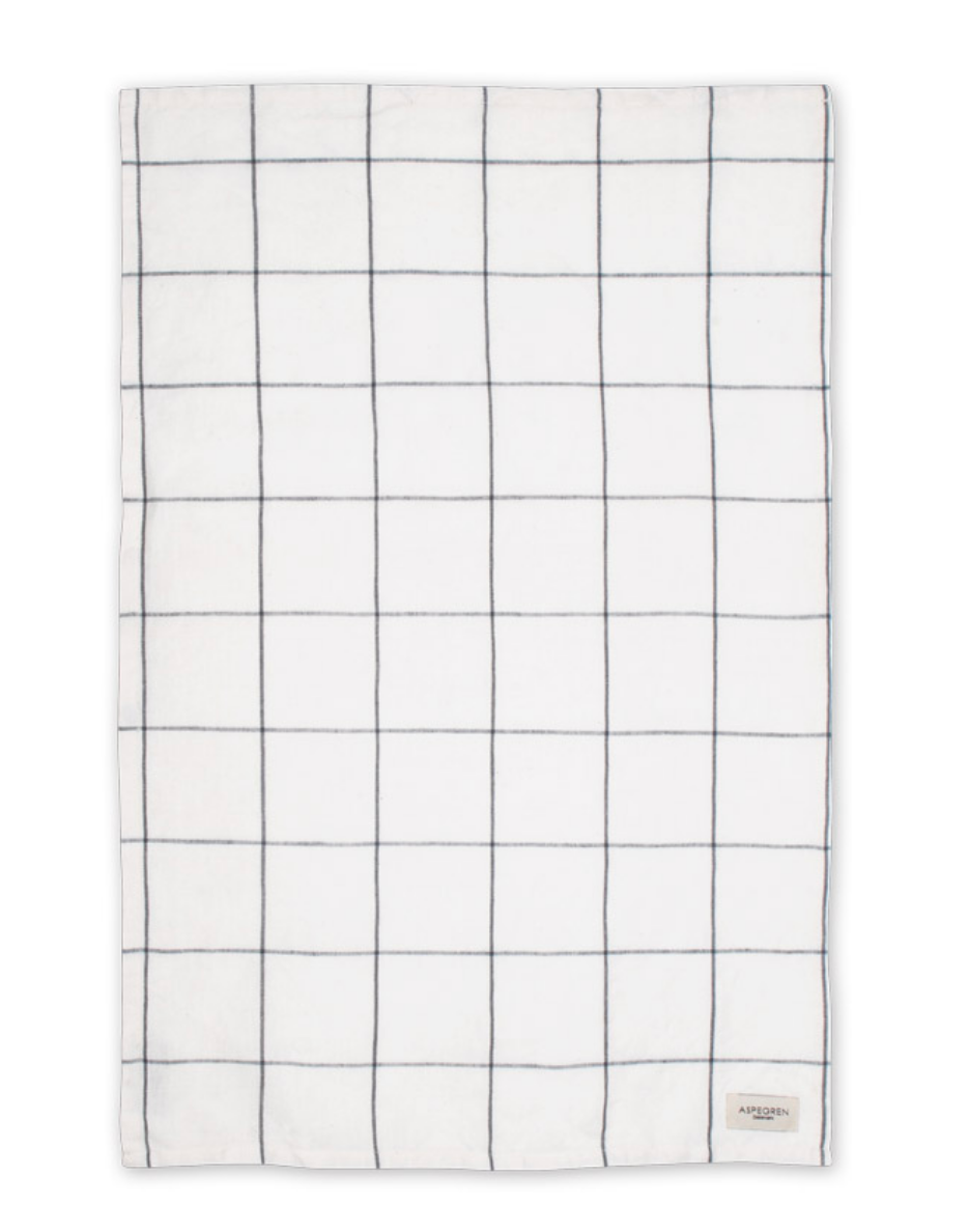 Aspegren Tea Towel Squares Off White / Dark Gray