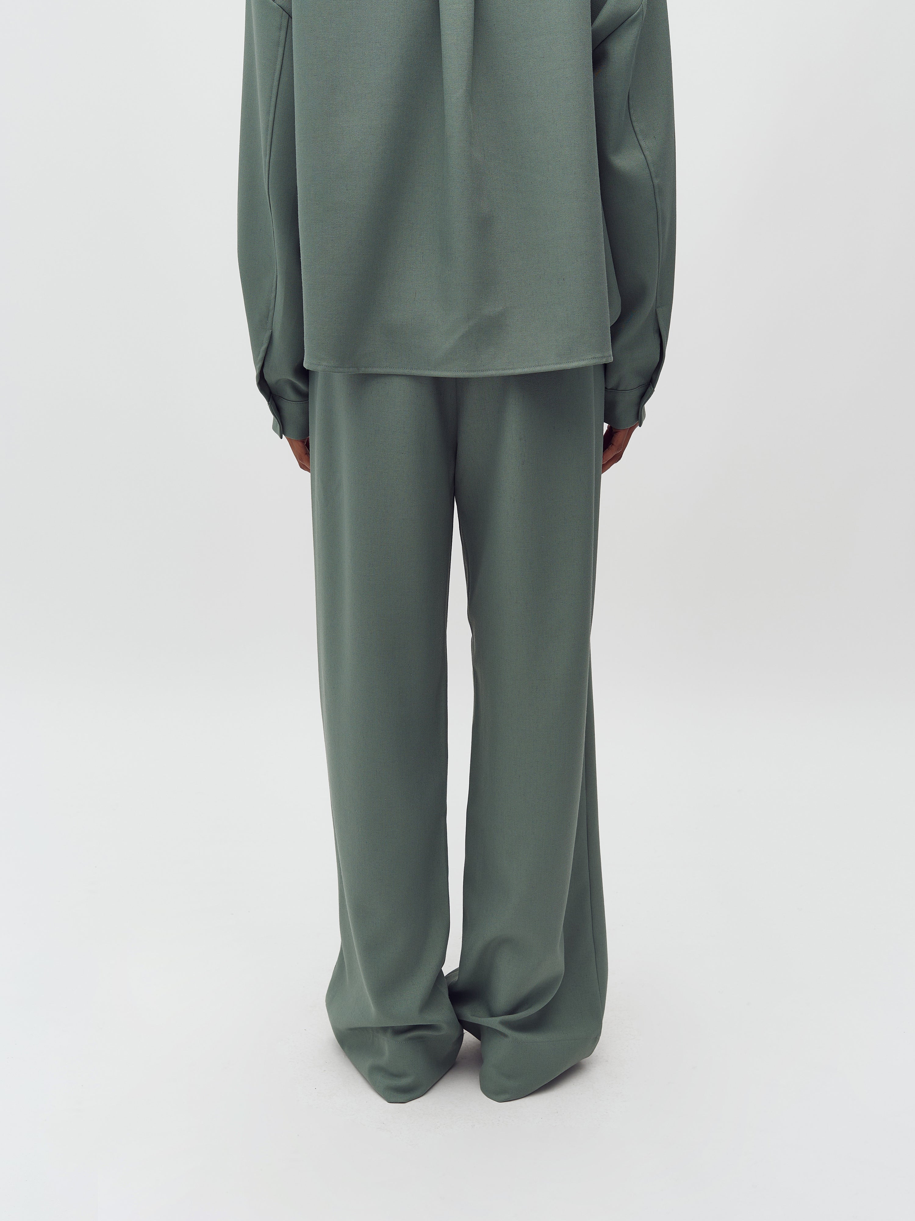 Mbym Rihnwen Trousers Iceberg Green Melange