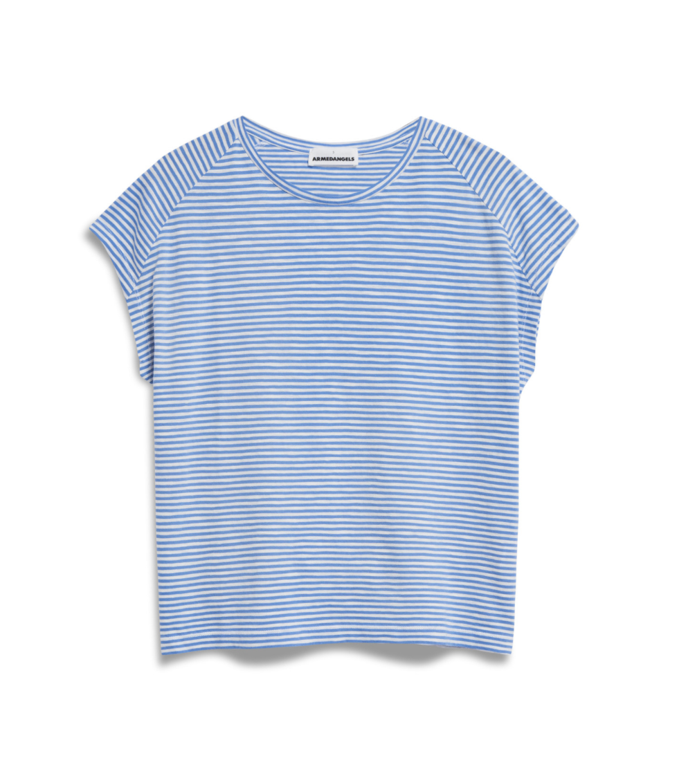 Armedangels T-Shirt ONELIAA lovely stripes  blue bloom-oatmilk
