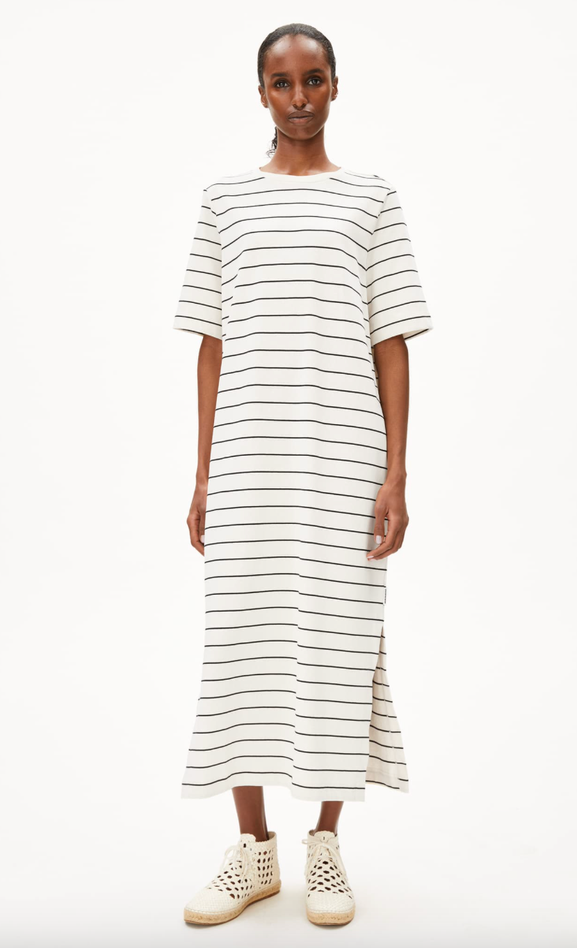 Armedangels XELINAA FINE STRIPE JERSEYKLEID  undyed-black