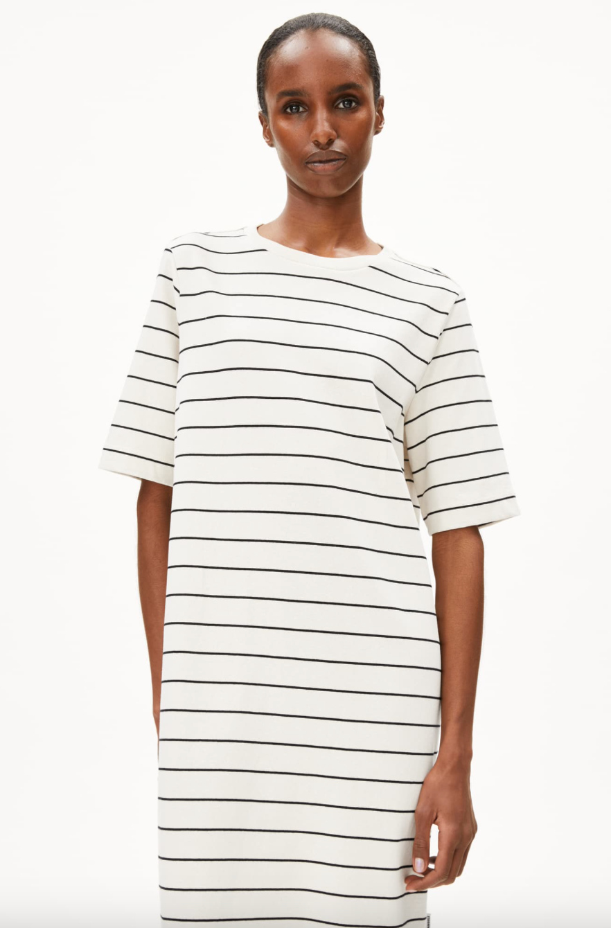 Armedangels XELINAA FINE STRIPE JERSEYKLEID  undyed-black