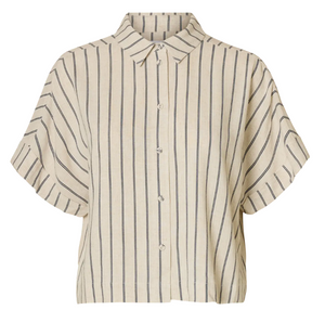 Selected Femme Viva Cropped Shirt Sandshell / Pin Stripe