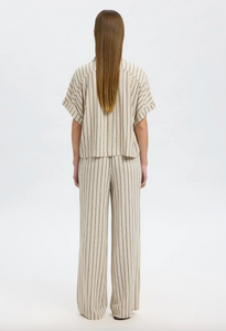 Selected Femme Viva Cropped Shirt Sandshell / Pin Stripe