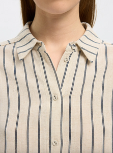 Selected Femme Viva Cropped Shirt Sandshell / Pin Stripe