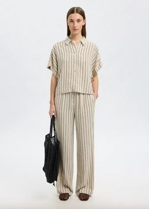 Selected Femme Viva Cropped Shirt Sandshell / Pin Stripe