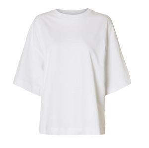 Selected Femme Col Tee Oversized Bright White