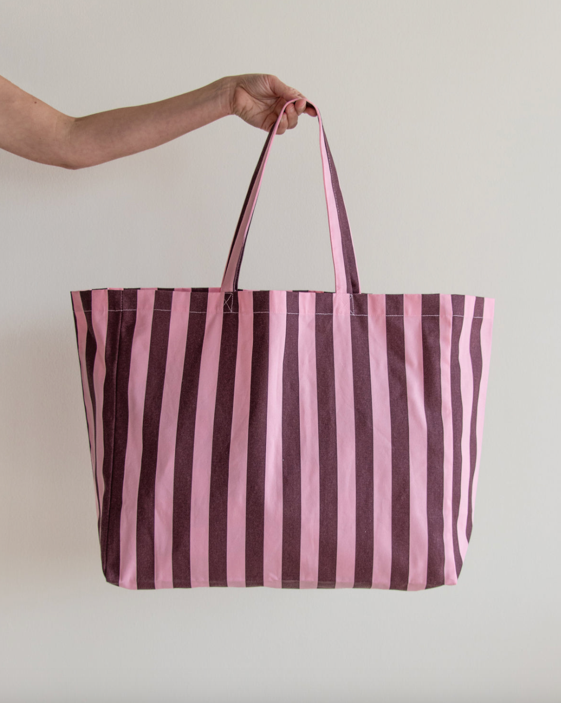 Beach Cotton Bag Stripes Chocolate Bubblegum