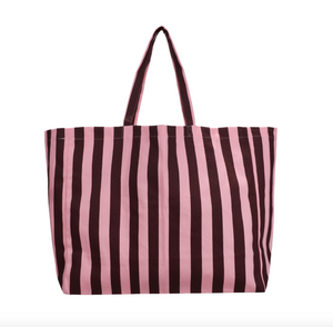 Beach Cotton Bag Stripes Chocolate Bubblegum