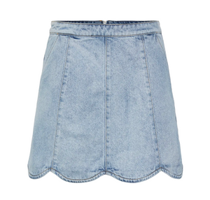 YAS Scallop Jeansrock Light Blue Denim