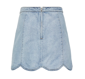 YAS Scallop Jeansrock Light Blue Denim