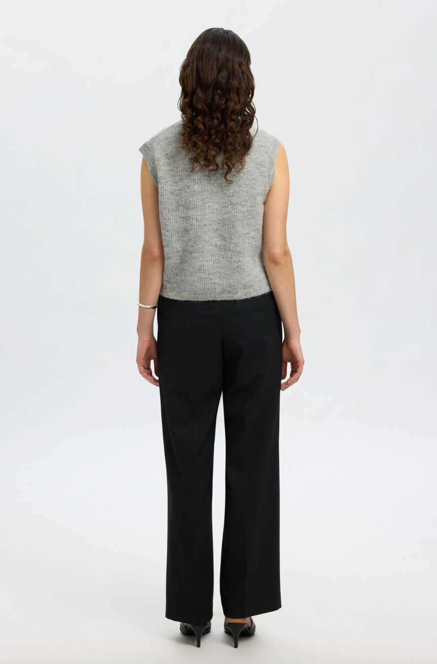Selected Femme Lulu Button O-Neck Vest Grey Melange