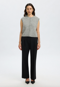 Selected Femme Lulu Button O-Neck Vest Grey Melange