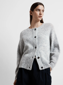 Selected Femme Lulu Knit Short Cardigan Light Grey Melange