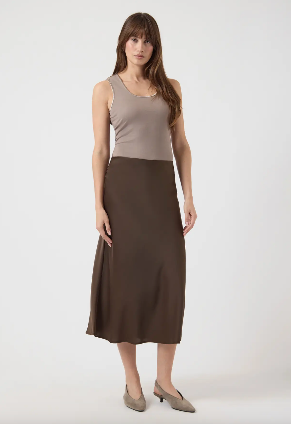YAS Yaspella Midi Skirt Chocolate Brown