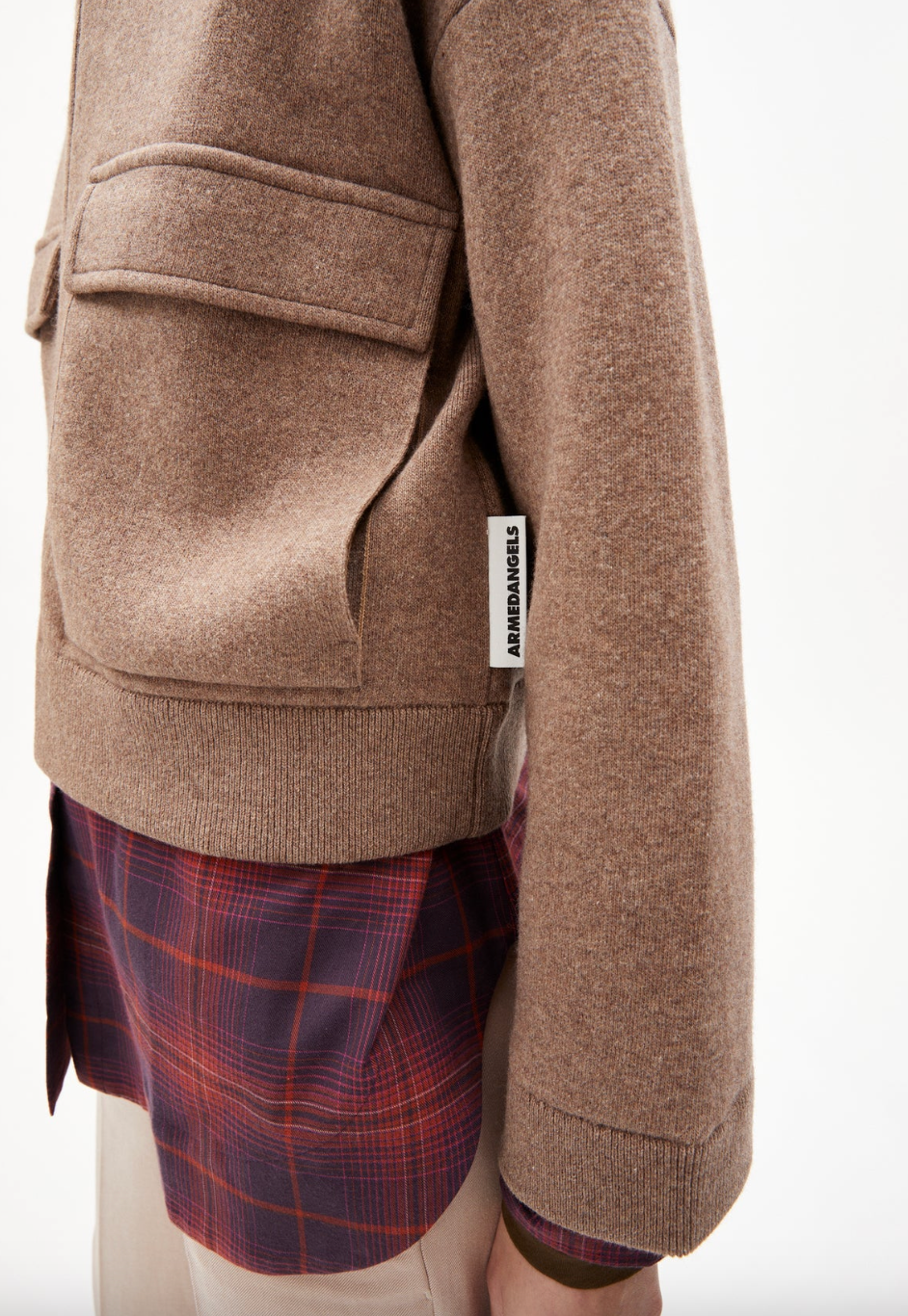 Armedangels Strickjacke Joaniaas Oversized Fit aus Bio-Woll Mix Cinnamon Dust Melange
