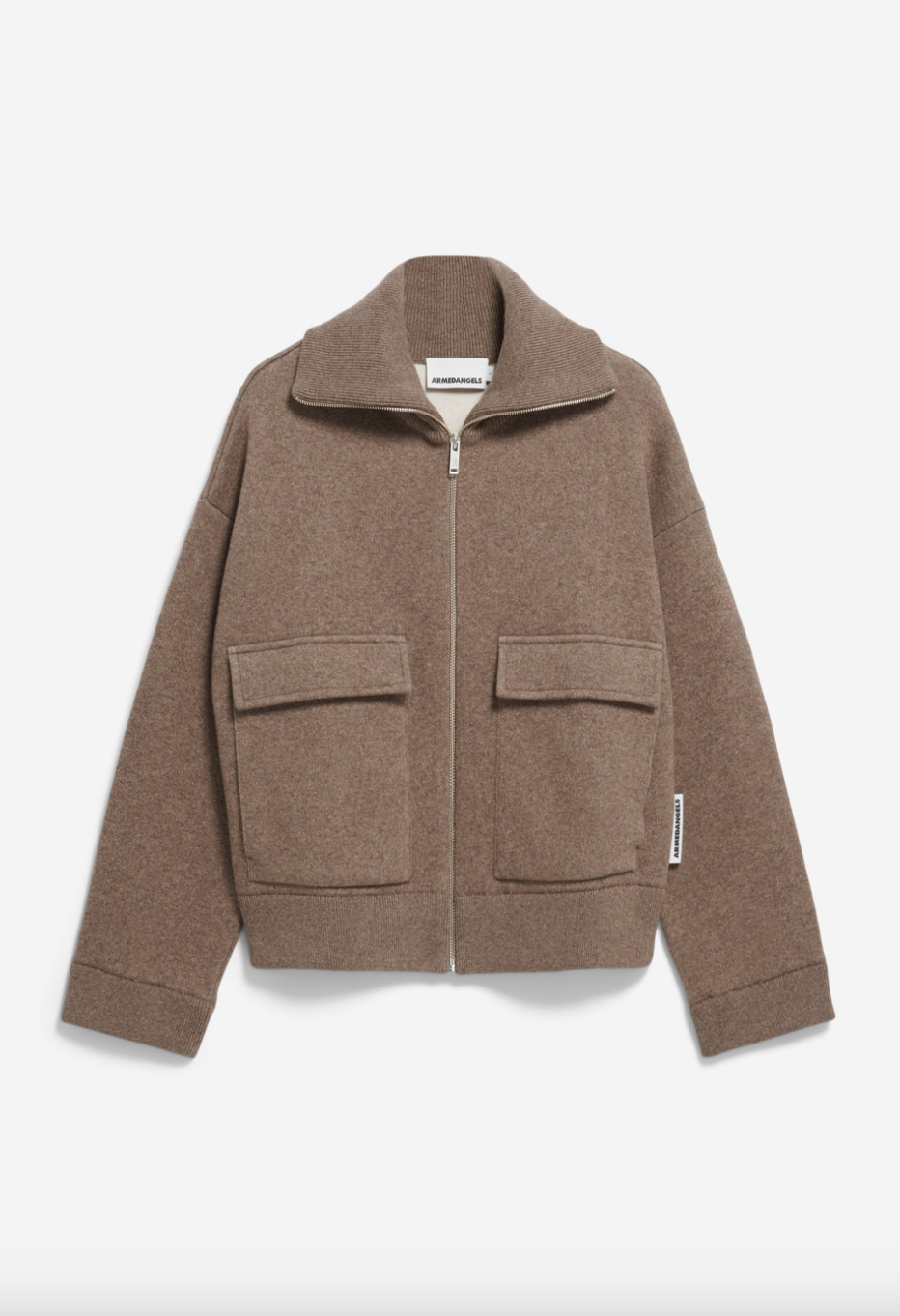 Armedangels Strickjacke Joaniaas Oversized Fit aus Bio-Woll Mix Cinnamon Dust Melange