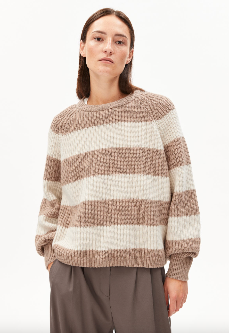Armedangels Kaagi Stripes Pullover Camel Melange