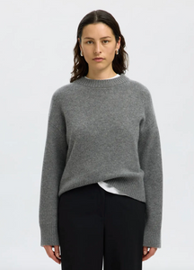 Selected Femme Cille Cashmere Blend Knit Grey Melange