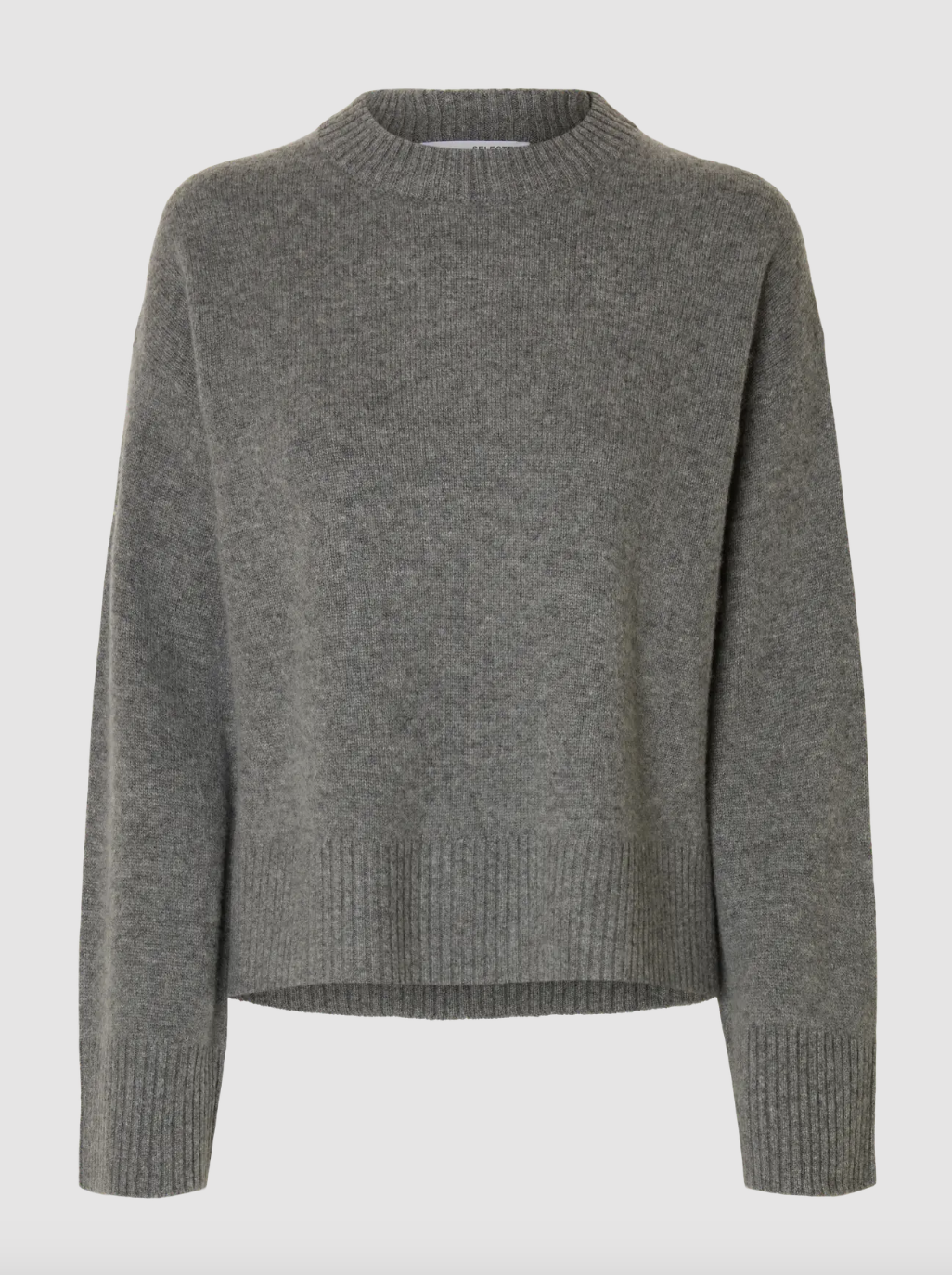 Selected Femme Cille Cashmere Blend Knit Grey Melange