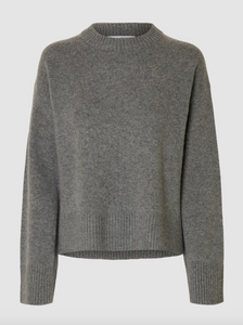Selected Femme Cille Cashmere Blend Knit Grey Melange