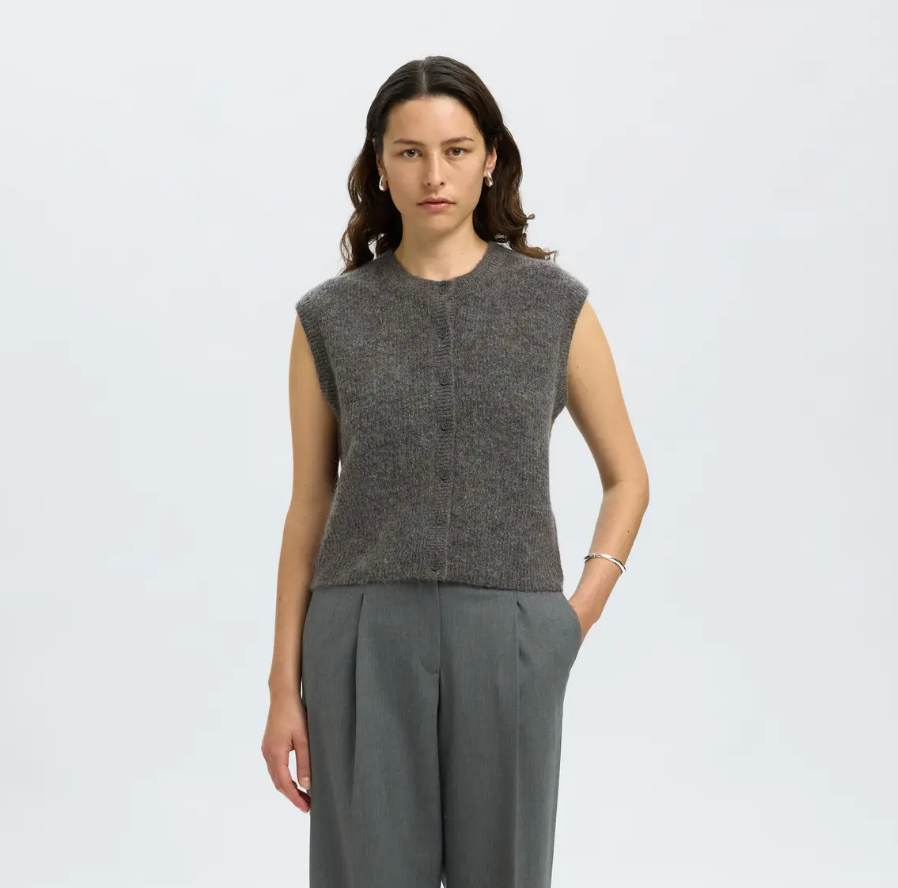 Selected Femme Lulu Vest Medium Grey Melange