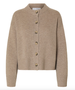Selected Femme Cille Cashmere Blend Knit O-neck Cardigan