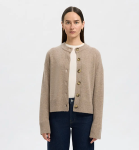 Selected Femme Cille Cashmere Blend Knit O-neck Cardigan