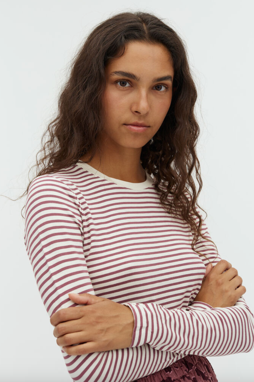 Mbym Christina Longsleeve Rose Brown Sugar Stripe