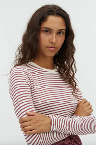 Mbym Christina Longsleeve Rose Brown Sugar Stripe