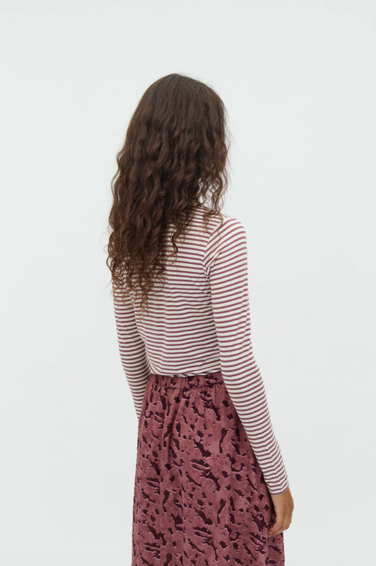 Mbym Christina Longsleeve Rose Brown Sugar Stripe