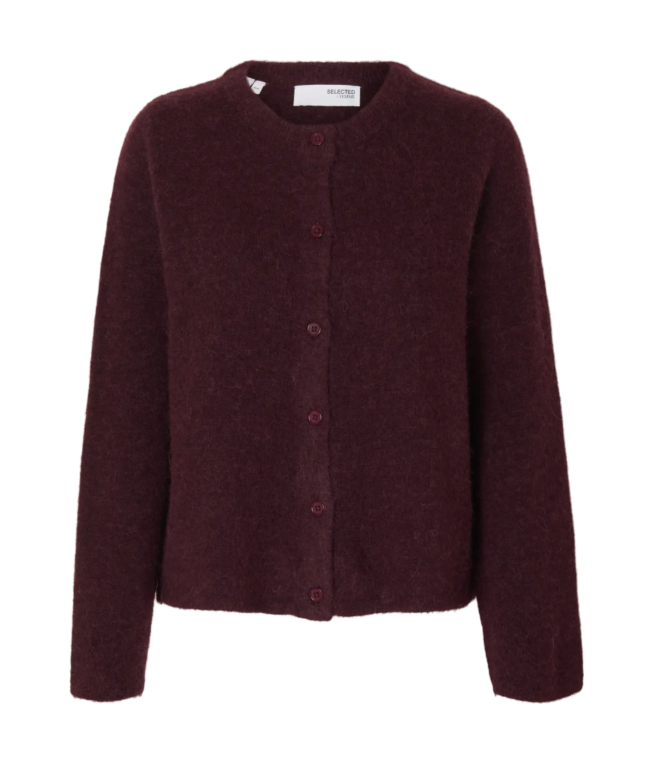 Selected Femme Lulu New Knit Cardigan Fig Melange