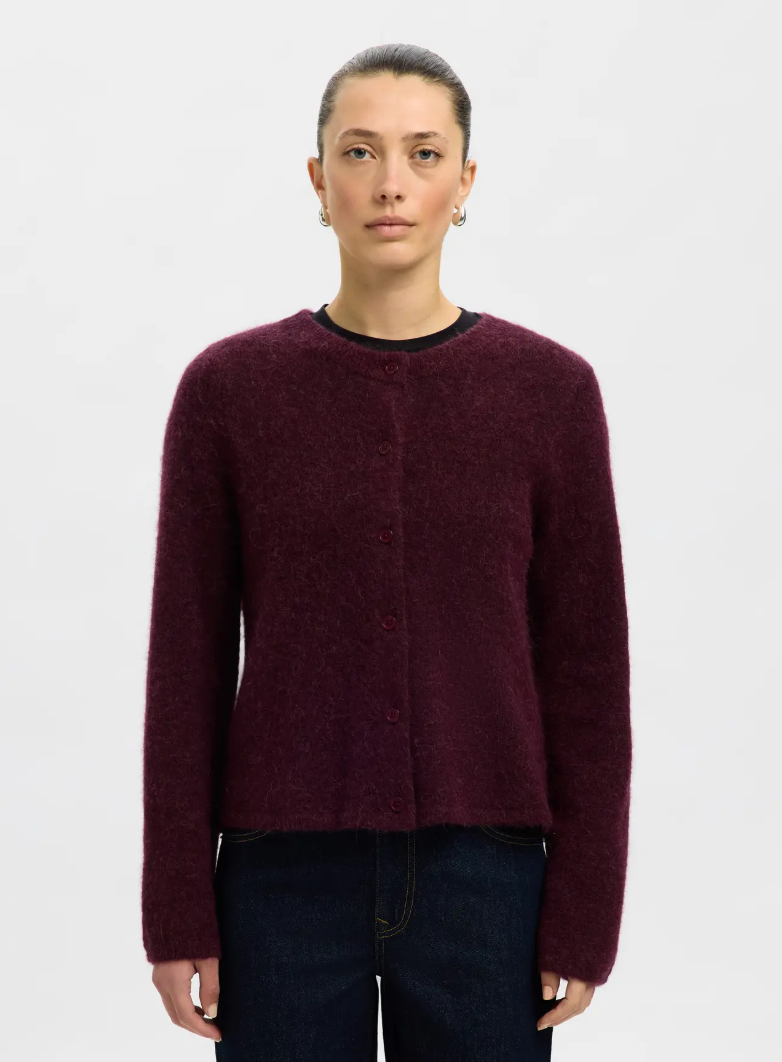 Selected Femme Lulu New Knit Cardigan Fig Melange