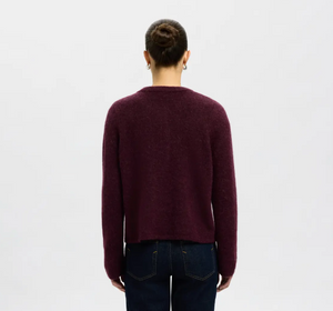 Selected Femme Lulu New Knit Cardigan Fig Melange