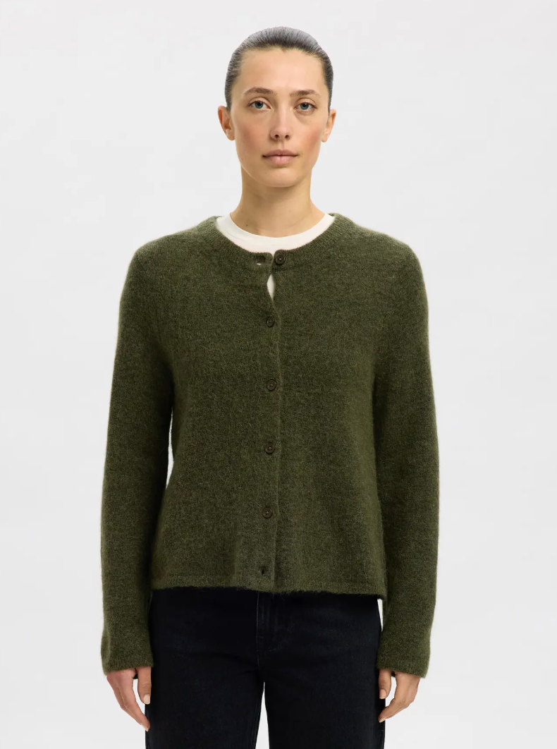 Selected Femme Lulu New Knit Cardigan Kalamata Melange