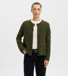 Selected Femme Lulu New Knit Cardigan Kalamata Melange