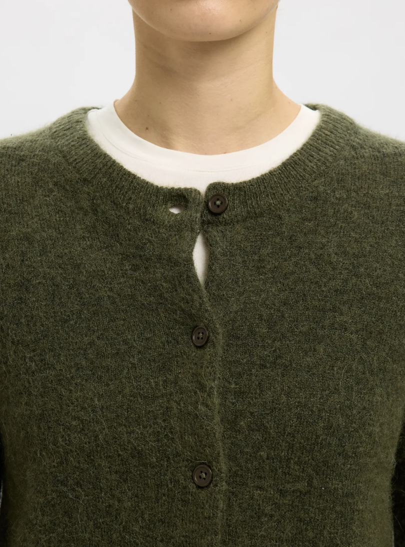 Selected Femme Lulu New Knit Cardigan Kalamata Melange