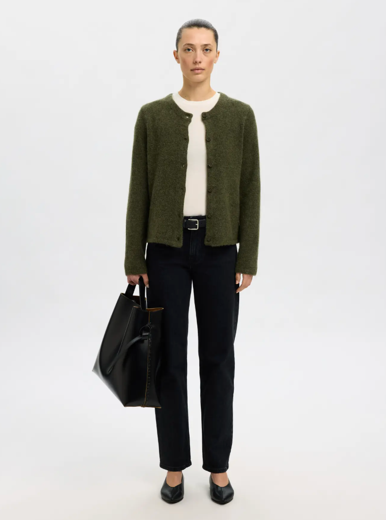 Selected Femme Lulu New Knit Cardigan Kalamata Melange