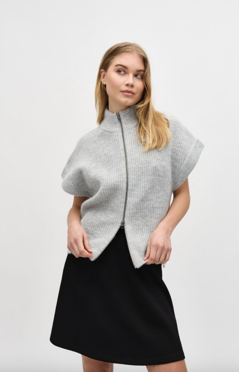 Mbym Roselina Short Knit Weste Tradewinds Grey