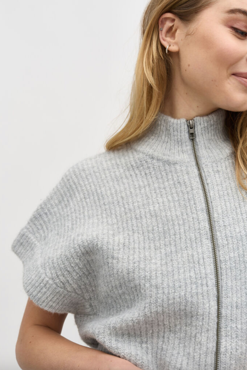 Mbym Roselina Short Knit Weste Tradewinds Grey