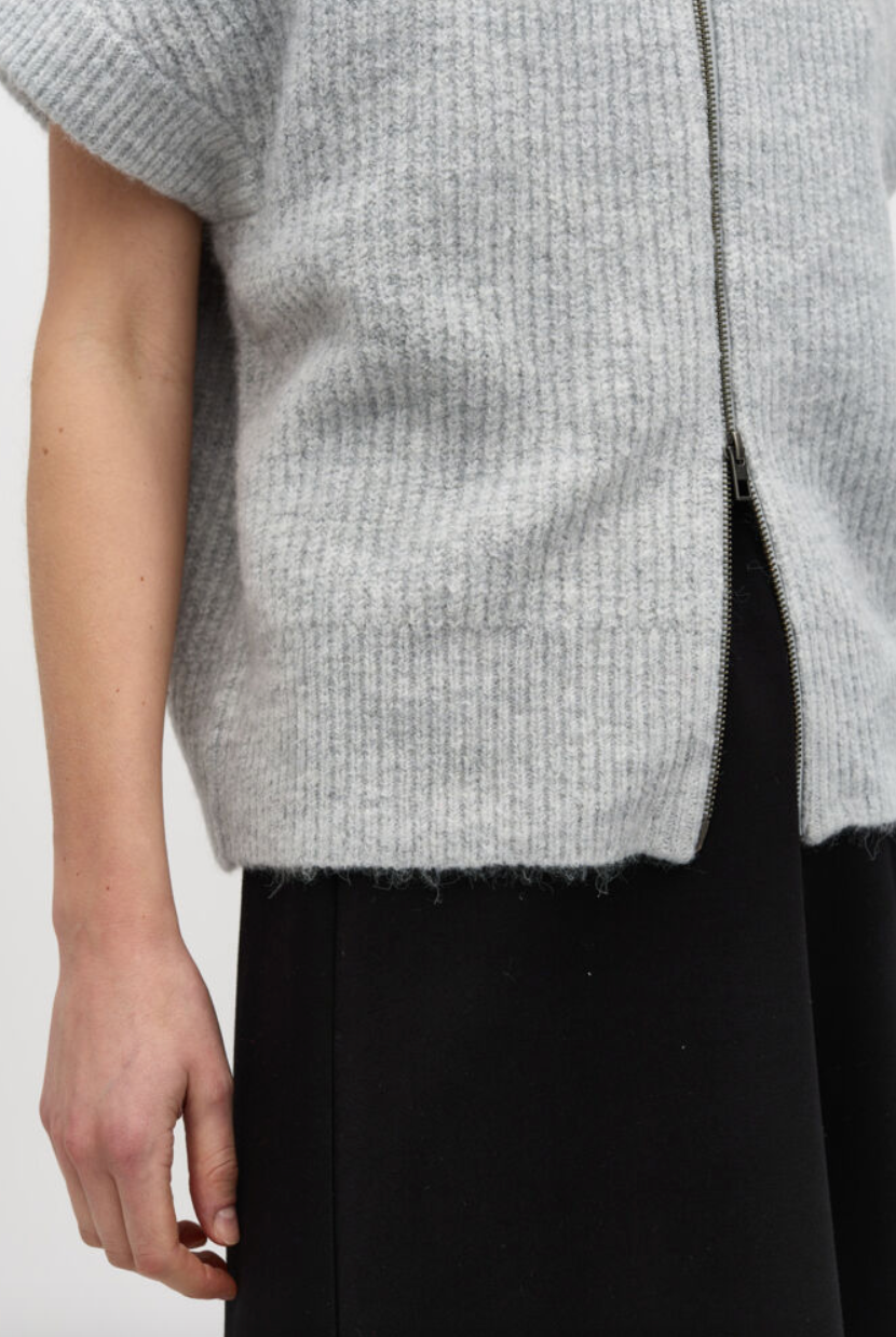 Mbym Roselina Short Knit Weste Tradewinds Grey