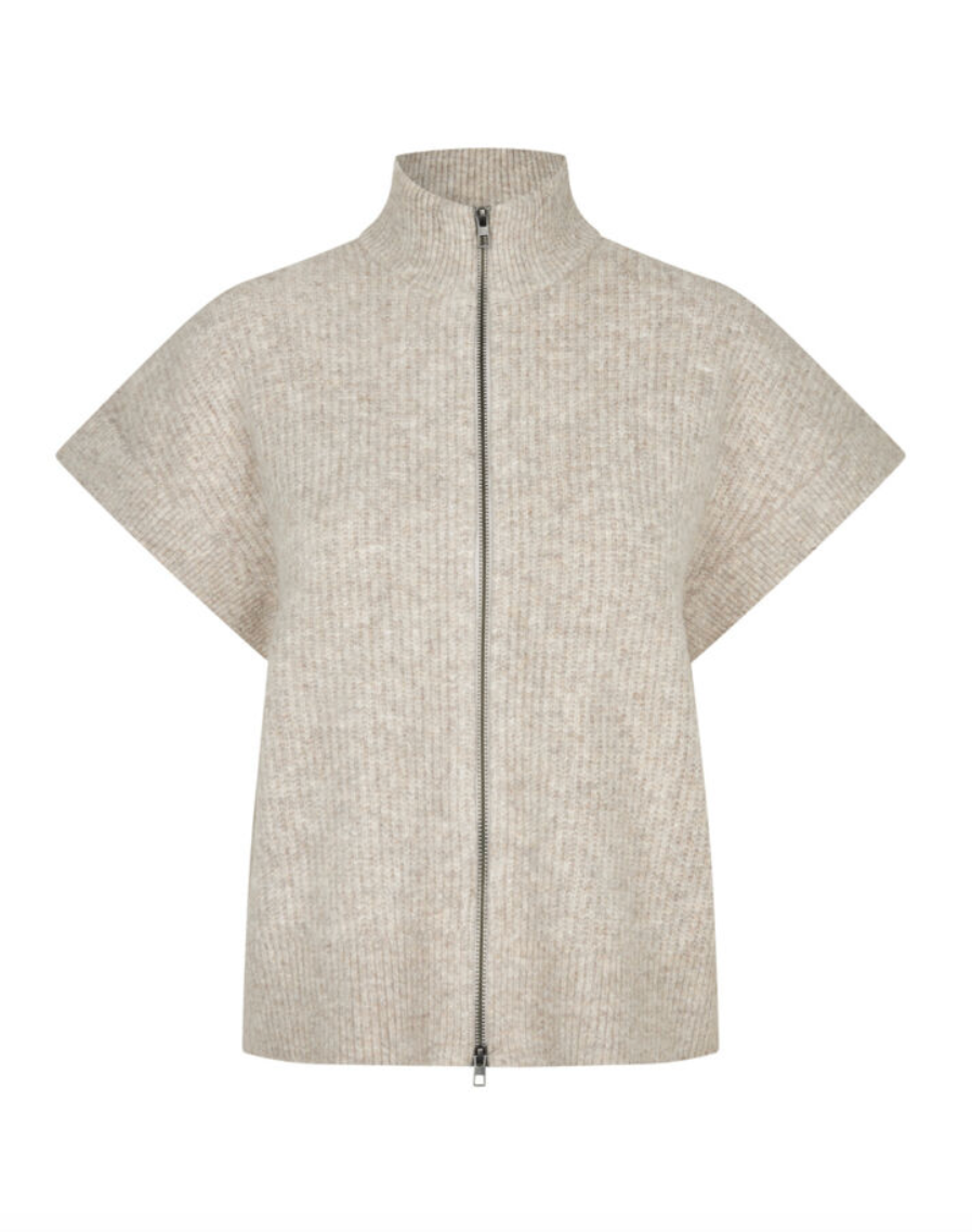 Mbym Roselina Short Knit Weste Light Taupe Melange
