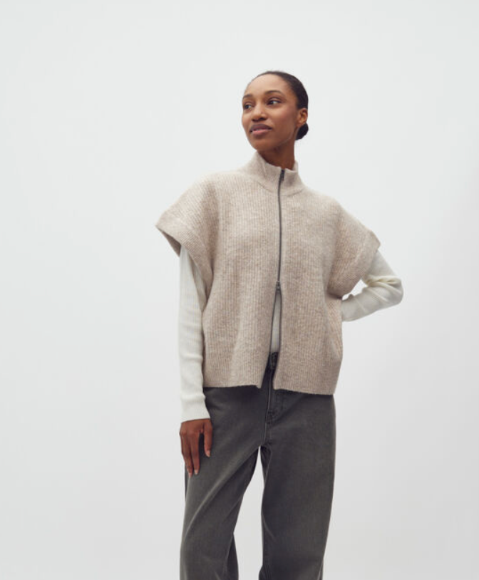 Mbym Roselina Short Knit Weste Light Taupe Melange