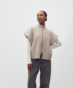 Mbym Roselina Short Knit Weste Light Taupe Melange