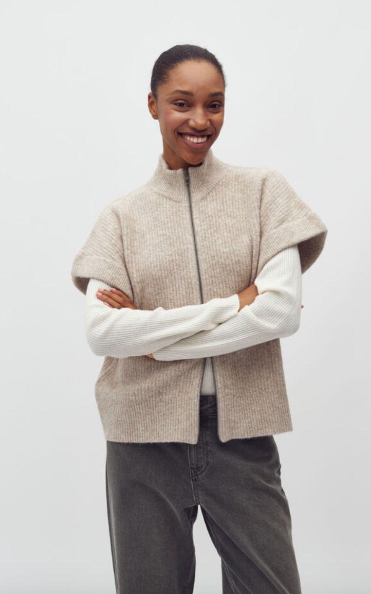 Mbym Roselina Short Knit Weste Light Taupe Melange