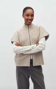 Mbym Roselina Short Knit Weste Light Taupe Melange