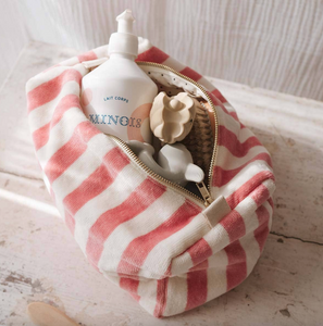 Rose In April Vic Pouch Stripes Strawberry Ecru