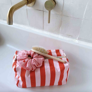 Rose In April Vic Pouch Canvas Stripes Tomato Candy