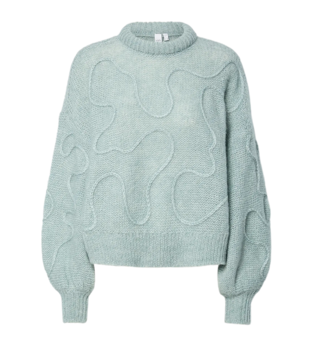 YAS Yasbrida Wool Blend Knit Pullover Blue Silver