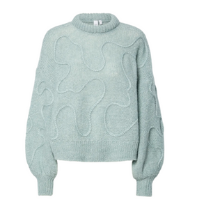 YAS Yasbrida Wool Blend Knit Pullover Blue Silver