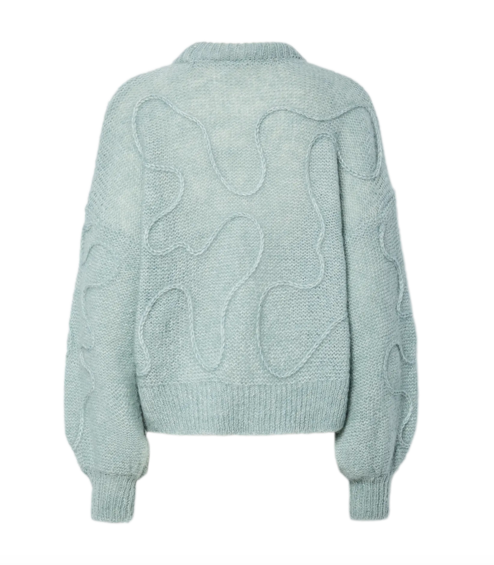 YAS Yasbrida Wool Blend Knit Pullover Blue Silver